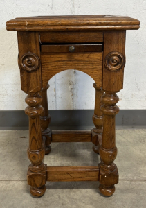 Vintage Wooden End Table with Pull-Out Writing Surface