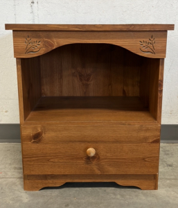 Wooden Side Table with Cubby & Drawer