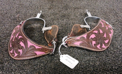 Spurs with Pink Straps Marked Rodeo