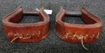 Custom Leather Tooled Stirrups