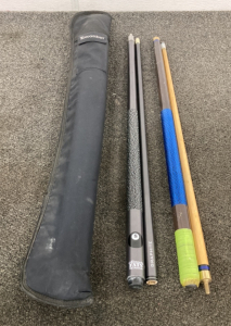 (2) Pool Cues With Case