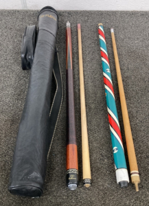 (2) Pool Cues With Case