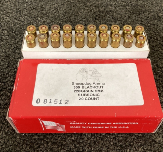 (20)rnds Sheepdog .300 Blackout Subsonic Ammo