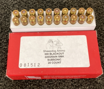 (20)rnds Sheepdog .300 Blackout Subsonic Ammo