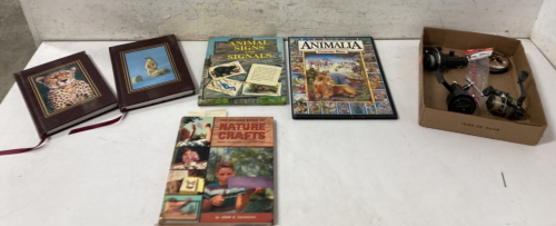 (3) Fishing Reels, Animal Books, & Nature Craft Book