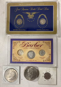 Double Dated Dimes, Barber Coin Collection, Eisenhower Dollar Coins & A Canadian Dime