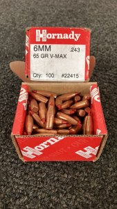 (2) Boxes Hornady V-Max 6MM Bullets