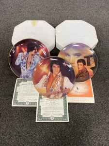(3) Elvis Presley Collectible Plates With Certificates