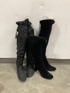 (2) Pairs of Thigh High Black Boots