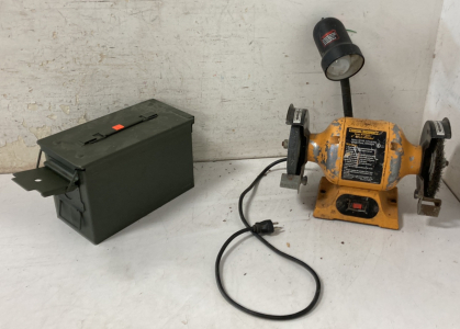 Central Machinery 6” Bench Grinder & Ammo Can With Sockets