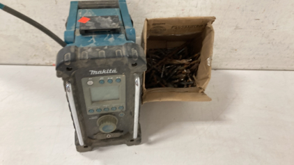 Makita Work Radio & Box Full Of Drill Bits