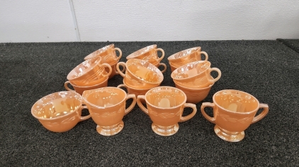 Fire King Peach Cup Set