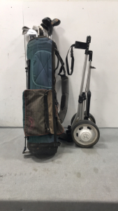 Golf clubs, bag and Caddy