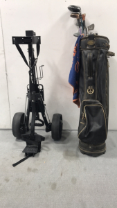 Golf clubs and bag with Caddy