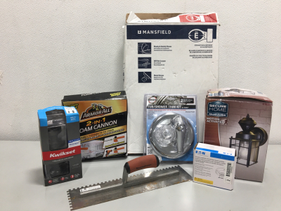 Mansfield toilet seat, Kwikset Microban Antimicrobial Technology door knob, Danco tub-shower trim kit, and others