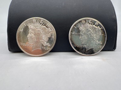 (2) One Troy Oz. .999 Fine Silver Coins