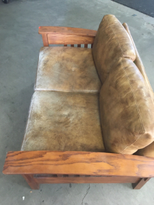 Leather love seat