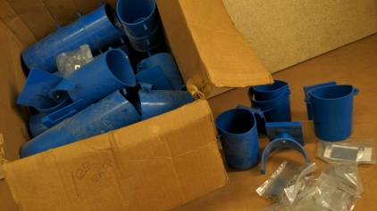 Box of Plastic Cup Holders w/Clips & Brackets