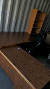 Oak Desk w/Return, Oak Bookcase, Chair