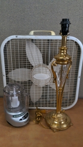 Cuisinart Chopper/Grinder, Brass Lamp, Box Fan