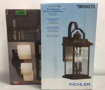 Linford Outdoor Wall Lantern, Allen + Roth 3 Light Vanity Bar