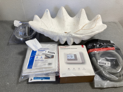 Resin Clam Decor, King/queen Matress Protector, Honeywell T3 Programable Thermostat, Universal Corraguated Hose