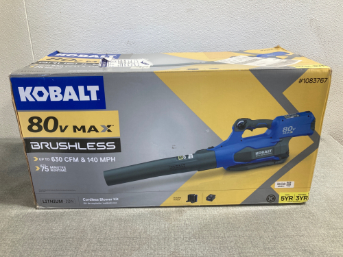 Kobalt 80v Max Brushless 630cfm /140mph 75min Run time Blower 1083767