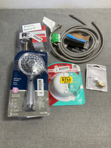 Handheld Showerhead, RB Reliabilt Door Handle Assembly, Steel Sink Hose, Fire Alarm, Small Lock