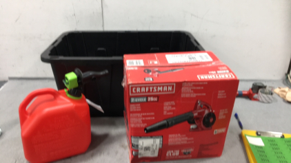 (2) Gallon Smart Gas Container, 25cc (2) Cycle Craftsman Blower An Tote