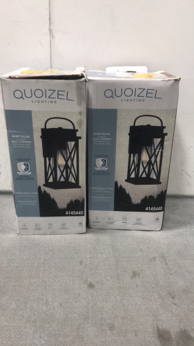 (2) Quoizel Matte Black Wall Lanterns