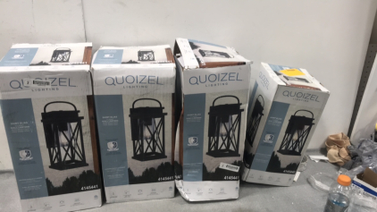 (4) Quoizel Matte Black 1 Light Wall Lanterns