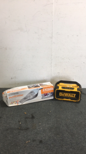 (1) DeWalt Construction Bluetooth Speaker (1) Black And Decker Cordless Dustbuster