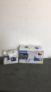 (1) Kobalt 24v Cordless Chainsaw Kit With Charger And Battery (1) Kobalt 3” x 18” Belt Sander