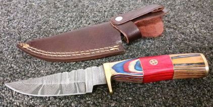8" Damascus Knife with Sheath