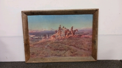 Vintage Framed Western Print 32" x 24"