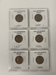 (6) Vintage a Jefferson Nickels