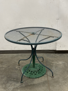 Metal Patio Table and Umbrella Stand