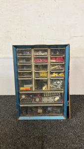 10" W x 7" D x 15" H 17 Drawer Storage Cabinet with Assorted Fuses and Other Parts