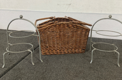 Wooden Basket and Serving Plate Stands