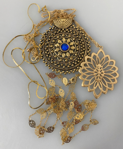 (3) Gold Toned Necklaces and Pendant