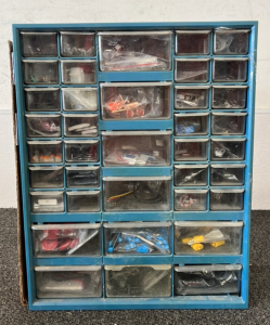 38-Drawer Storage Cabinet with Assorted Electronics Parts