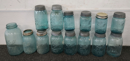 (13) Vintage Ball Mason Jars & (1) Atlas Mason