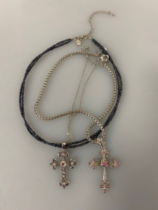 (2) Beautiful Necklaces with Cross Pendants