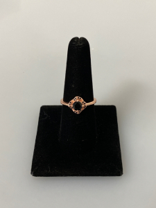 Size 8 Rose Gold Toned Ring with Black Stones