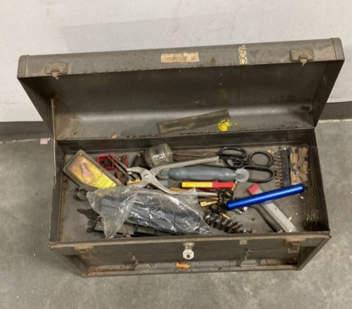 Metal Tool Box With Assorted Tool Items