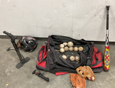 Assorted Baseball Gear & (2) Hand Pumps