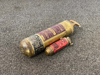 (2) Antique Brass Fire Extinguishers