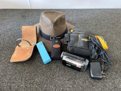 Mossy Oak Hat, Dewalt Pouch, JVC Camcorder and more