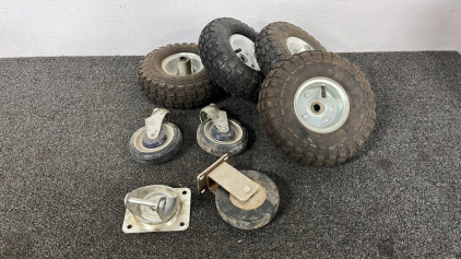 (4) 4.10/3.50-4 Tires and (4) Assorted Casters