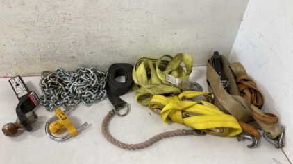 X(6) Tow Straps (1) Chain (1) Uhaul Power tow Ball & Lock